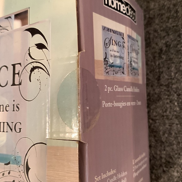 New in package! Two glass candle holders with inspirational messages - Picture 2 of 4